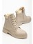 Kadın Bej Cilt Bağcık ve Fermuarlı Postal Bot 2