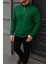 Erkek Kışlık Basic Yeşil Fermuarlı Sweatshirt 1