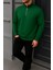 Erkek Kışlık Basic Yeşil Fermuarlı Sweatshirt 3