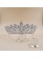 Lüks Yaprak Desenli Kristal Gelin Tacı – Zarif Gümüş Kaplamalı Kraliçe Modeli 1