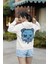 Mavi Ayı Baskılı Oversize Kapüşonlu Sweatshirt 1