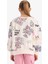Kız Çocuk Oversize Geniş Kalıp Bisiklet Yaka 3D Baskılı Sweatshirt D3113A824WN 17