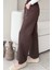 Çimalı Beli Lastikli Scuba Kumaş Tesettür Pantolon- Acı Kahve 3
