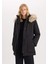 Su Geçirmez Şişme Mont Parka Oversize Geniş Kalıp Çıkarılabilir Suni Kürk Kapüşonlu Fermuarlı Çıtçıtlı Cepli A4074AX24WN 12