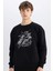 Batman Boxy Fit Bisiklet Yaka Baskılı Kalın Sweatshirt C6531AX24AU 6