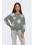 Kadın Onlrosıe Yıldız Desenli Bisiklet Yaka Örme Kazak 15328250 Gri 1