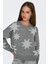 Kadın Onlrosıe Yıldız Desenli Bisiklet Yaka Örme Kazak 15328250 Gri 2