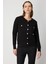 Kadın Kabartmalı Sıfır Yaka Hırka 66938 Siyah 1