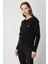 Kadın Kabartmalı Sıfır Yaka Hırka 66938 Siyah 2