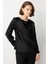 Kadın Degaje Yaka Uzun Kollu Bluz 3029 Siyah 2