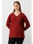 Kadın Büyük Beden Yakası Taşlı Triko Kazak 65395 Bordo 1