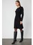 Kadın Cep Detaylı Diz Üstü Triko Etek 69508 Siyah 1
