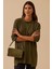 Kadın Sıfır Yaka Basic Tunik 1025 Haki 2