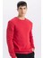 Regular Fit Bisiklet Yaka Kalın Basic Düz Sweatshirt 7