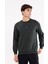 Minimal Göğüs Işlemeli Rahat Kalıp Esnek Manşetli Mevsimlik Bisiklet Yaka Sweatshirt 5