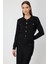 Kadın Süs Düğmeli Kapak Cepli Triko Kazak 69507 Siyah 1