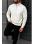 Erkek Kışlık Basic Beyaz Fermuarlı Sweatshirt 4