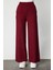 Kadın Cebi Taş Detaylı Bol Paça Triko Pantolon 63919 Bordo 3