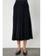 Kadın Kadife Detaylı Pileli Maxi Boy Triko Etek 65201 Siyah 3