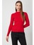 Kadın Sıfır Yaka Örgü Desenli Triko Kazak 69314 Kırmızı 1