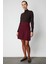 Kadın Pileli Mini Triko Etek 69202 Bordo 1