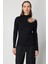 Kadın Omzu Açık Taş Detaylı Triko Kazak 60309 Siyah 2