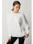 Kadın Yakası Kolyeli Pile Detaylı Bluz 3055 Ekru 1