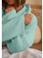 % 100 Pamuk 4 Kat Müslin Ünisex Kapşonlu Bornoz Mint S/m 3