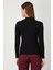 Kadın Sıfır Yaka Örgü Desenli Triko Kazak 69314 Siyah 4