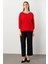 Kadın Büyük Beden Fermuar Detaylı Triko Kazak 65389 Kırmızı 3