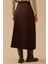 Kadın Esnek Bel Pliseli Basic Etek 1019 Kahverengi 3