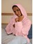 % 100 Pamuk 4 Kat Müslin Ünisex Kapşonlu Bornoz Pembe S/m 2