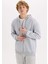 Comfort Fit Rahat Kalıp Kapüşonlu Kalın İçi Yumuşak Tüylü Fermuarlı Sweatshirt 11