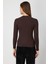 Kadın Sıfır Yaka Örgü Desenli Triko Kazak 69314 Kahverengi 4