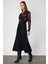Kadın Pileli Midi Triko Etek 65210 Siyah 2