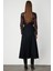 Kadın Pileli Midi Triko Etek 65210 Siyah 4