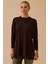Kadın Sıfır Yaka Basic Tunik 1025 Kahverengi 3