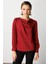 Kadın Degaje Yaka Uzun Kollu Bluz 3029 Bordo 1