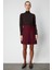 Kadın Pileli Mini Triko Etek 69202 Bordo 2