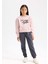 Kız Çocuk Beli Paçası Lastikli Baskılı Jogger Eşofman Altı 7