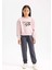 Kız Çocuk Beli Paçası Lastikli Baskılı Jogger Eşofman Altı 8