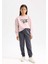Kız Çocuk Beli Paçası Lastikli Baskılı Jogger Eşofman Altı 9