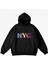 Makiteks Siyah Pamuklu Unisex Cepli Kapüşonlu Rahat Kesim New York City Nyc Baskılı Sweatshirt 1