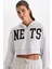 NBA Brooklyn Nets Crop Kalın Fermuarlı Sweatshirt D2362AX24AU 13