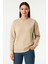 Üç Iplik Düz Bisiklet Yaka Sweatshirt - Bej 2