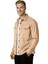 Erkek Camel Kırışmayan Süet Kumaş ÇıtÇıtlı Cepli Slim Fit Mevsimlik Gömlek 2302329 2