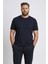 Slim Fit Dar Kesim Bisiklet Yaka Krinkıl Kısa Kollu Tişört D7225AX25SP 13
