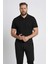 Slim Fit Dar Kesim Polo Yaka Kısa Kollu Pamuklu Modal Karışımlı Basic Düz Siyah Tişört M6609AZ25SP 7