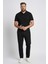 Slim Fit Dar Kesim Polo Yaka Kısa Kollu Pamuklu Modal Karışımlı Basic Düz Siyah Tişört M6609AZ25SP 14