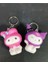 Store 2 Adet Shukushi Sanrio Kwaii Ailesi Kuromi Melodi Anahtarlık Seti 2li Figür Oyuncak Sukuşi Set, Mor-Pembe 2